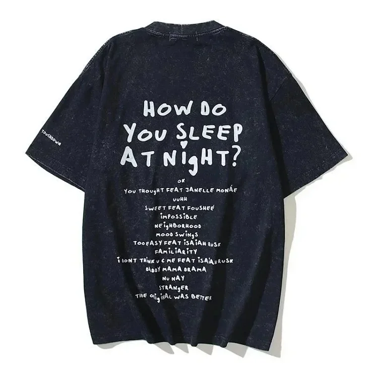 American Retro Niche Travis Scott Teezo Touchdown Utopia Tour Long Nail Head Washed T-Shirt