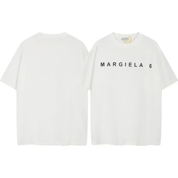 Summer loose letters MM6 embroidered label printing same style for men and women couples