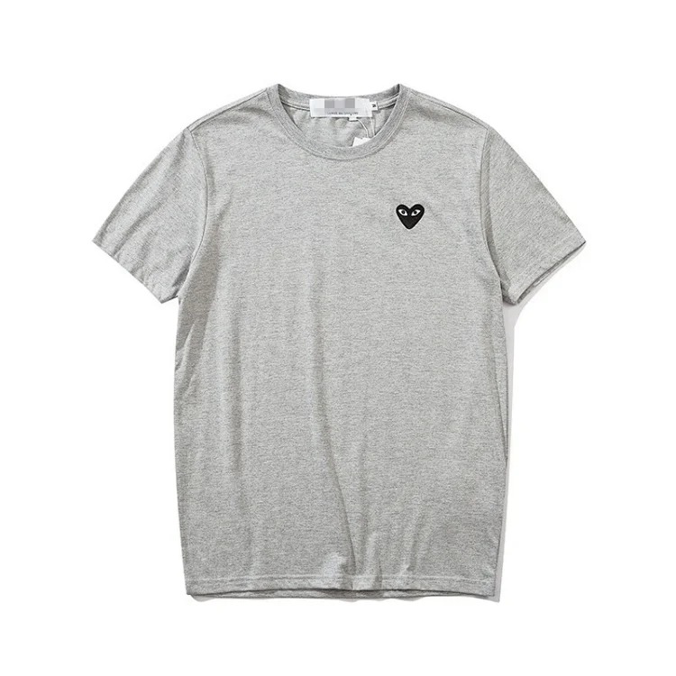 plaLove embroidered short-sleeved pure cotton red heart eyes couple T-shirt