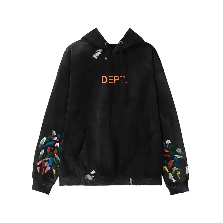 Retro distressed GD brain casual loose hooded sweatshirt for men and women with the same style hoodie