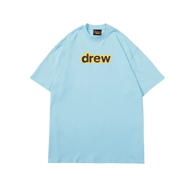 DREW HUOSE Summer classic Justin Bieber matching smiley face pattern round neck versatile T-shirt for couples