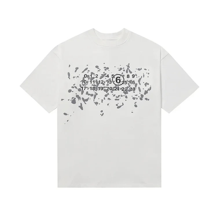 MM6 digital pattern round neck men's and women's trendy short-sleeved T-shirt series