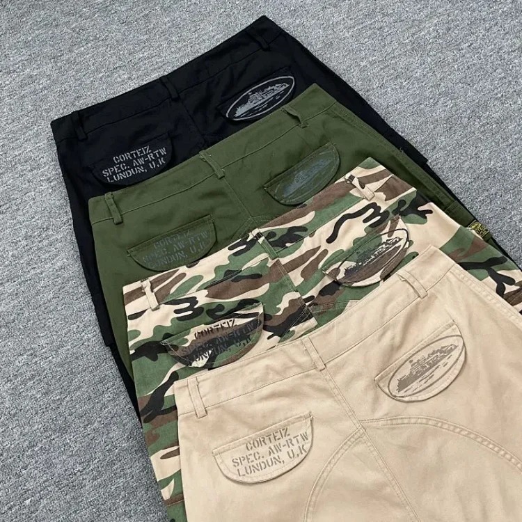 American trendy street work wear straight casual camouflage trousers for men