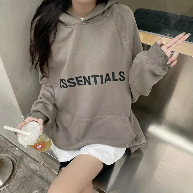 Trendy brand hooded sweatshirt plus velvet spring and autumn couple's coat
