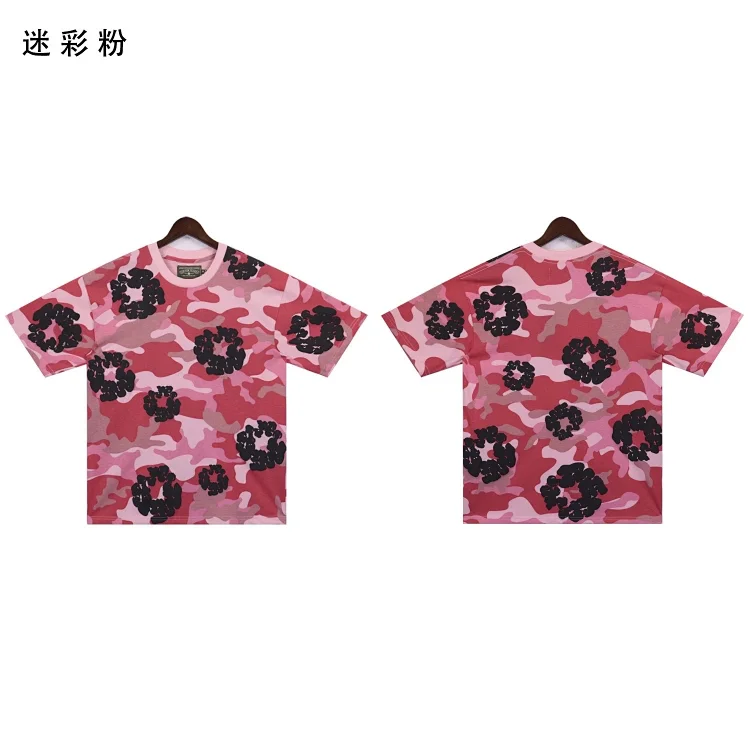 Camouflage foam print casual loose short-sleeved T-shirt shorts