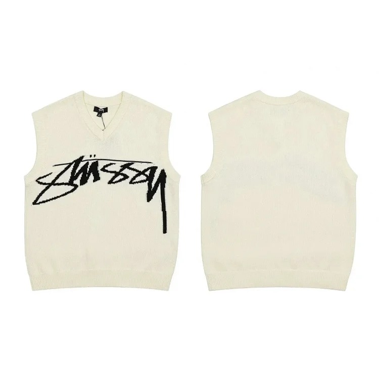 S letter series mosquito repellent jacquard logo solid color crew neck sweater