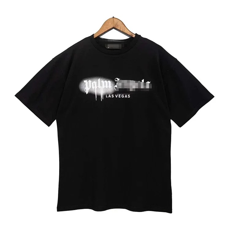 PA palm letter print round neck short-sleeved loose T-shirt