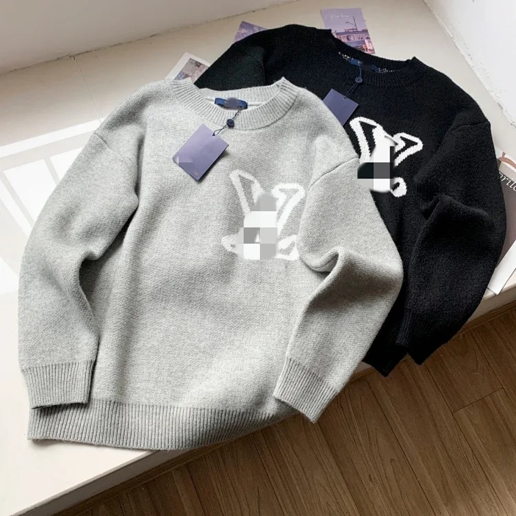 Round neck loose Sweater pullover jacquard letters same style for men and women