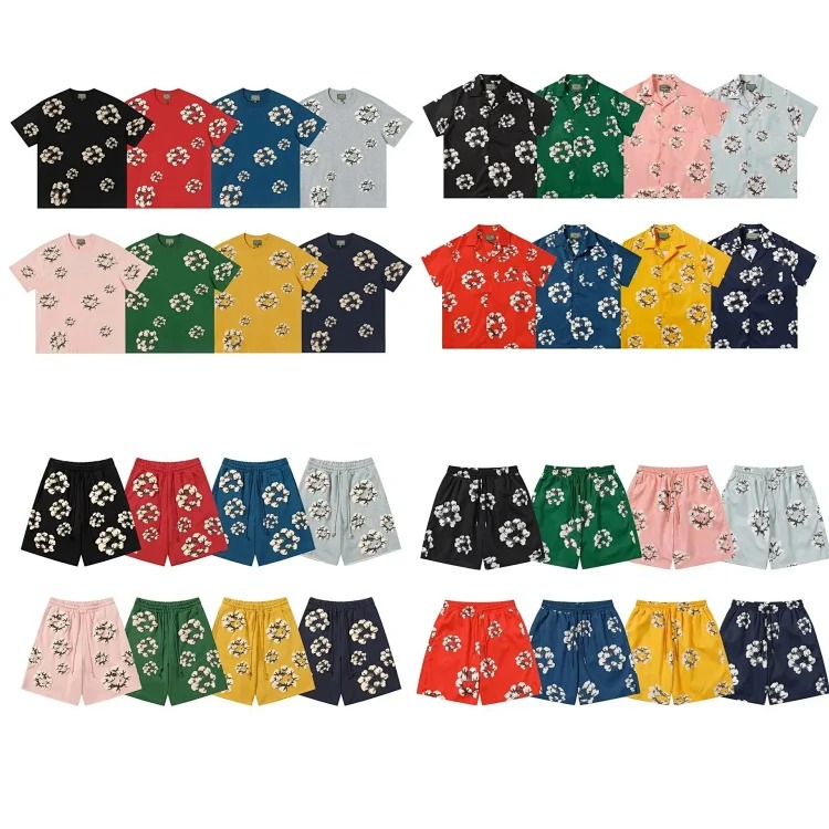 D.T kapok all-over printed short-sleeved loose T-shirt men's and women's shorts suit