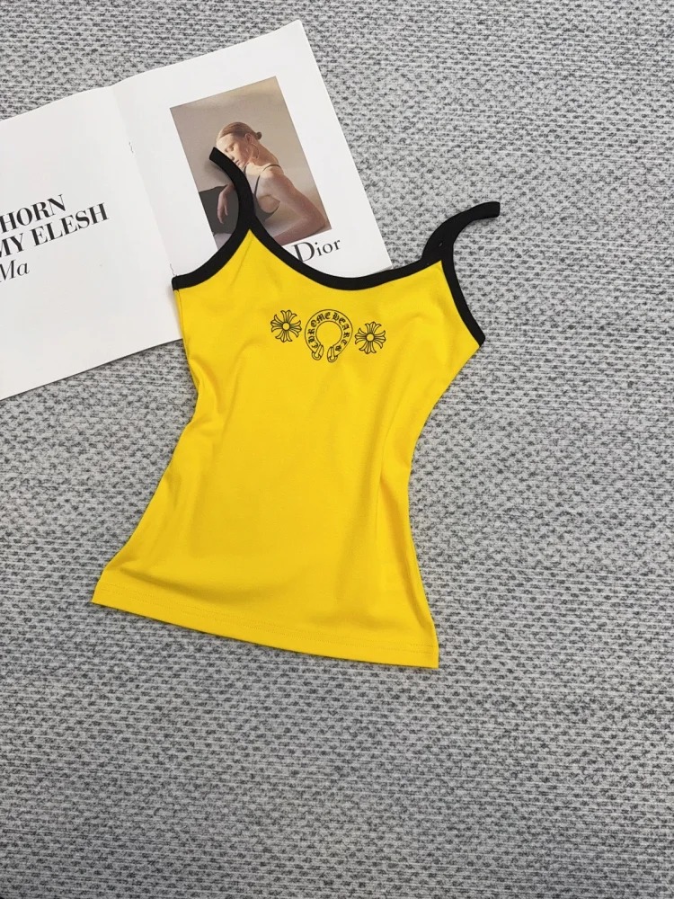 Vest Slim Summer Slim Version Pure Desire Sling Print Contrast Color Correct