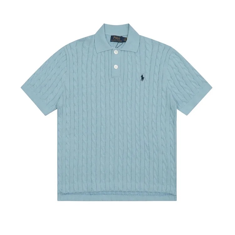 Horse label POLO lapel knitted short-sleeved small twist lapel T-shirt