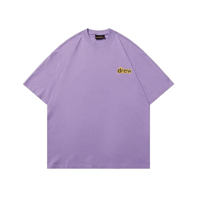 DREW HUOSE Summer classic Justin Bieber matching smiley face pattern round neck versatile T-shirt for couples