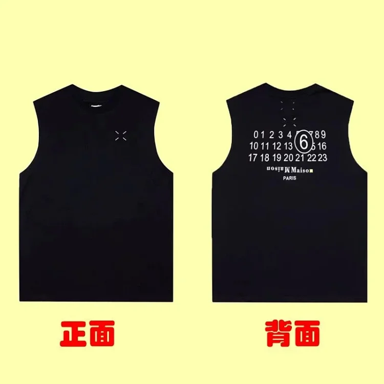 Summer loose letters MM6 embroidered label printing same style for men and women couples