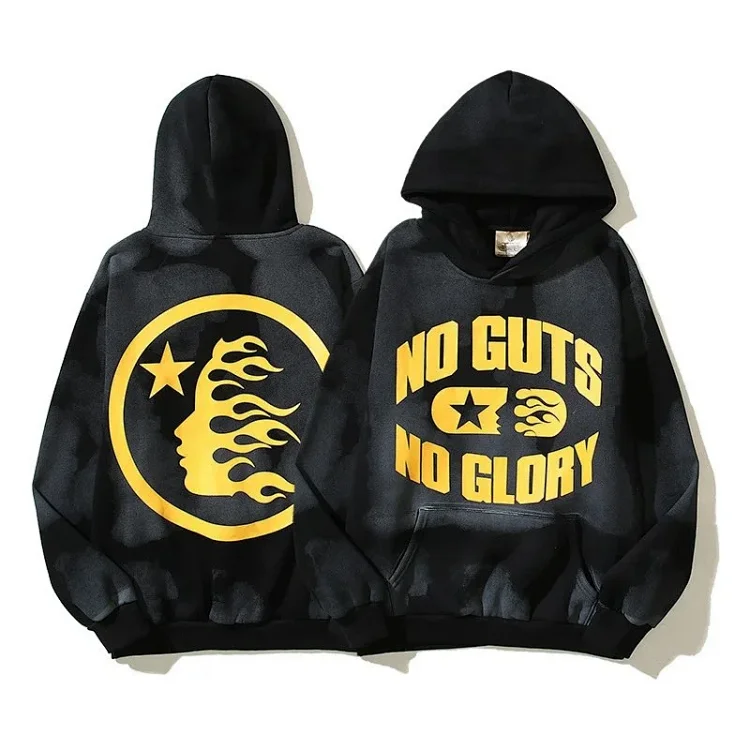 Fear of God Hello Series Fog High Street Washed and Distressed Heavy Worker Head Print Casual Sweatshirt Couple Wear Hoodie