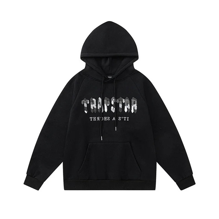 Gradient letter tiger head embroidery hooded sweatshirt + long pants sports suit