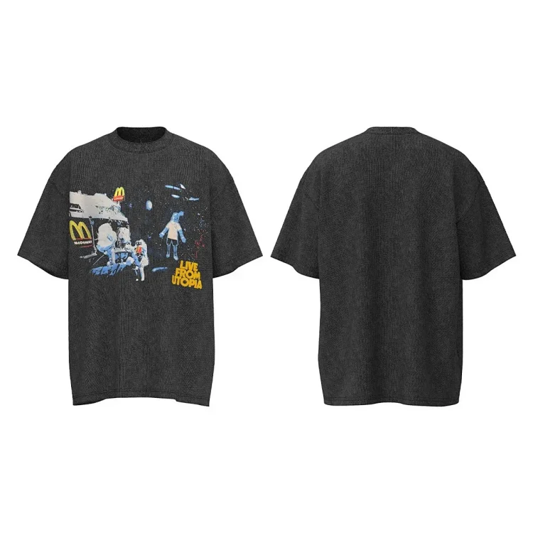 Travis Scott ts Cactus Jack shirt Fujiwara Hiroshi lightning joint TS men's and women's short-sleeved T-shirt