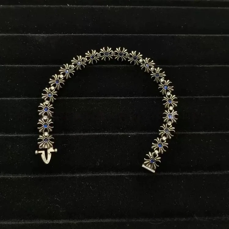 CH retro cross diamond bracelet for men and women, trendy couple style
