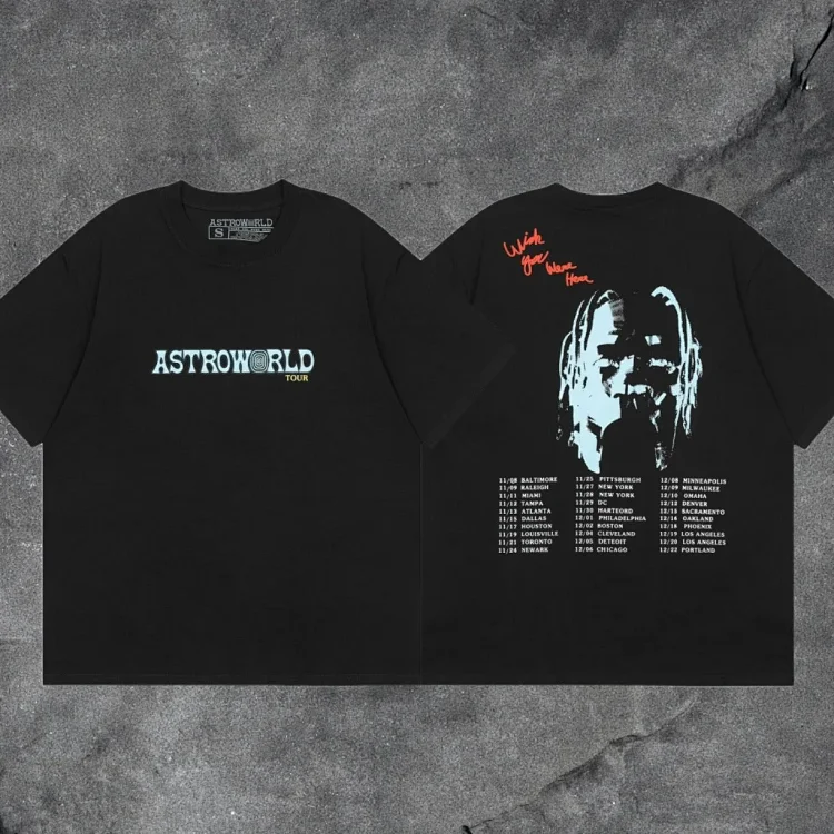 travis scott short-sleeved utopia ts joint utopia limited edition american high street t-shirt