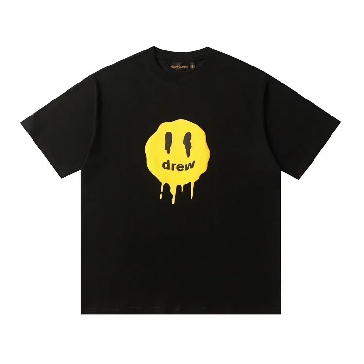 DREW HUOSE Summer classic Justin Bieber matching smiley face pattern round neck versatile T-shirt for couples