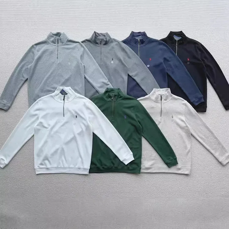 Ralph Lauren sweatshirt women's half zipper Ralph Lauren pony logo embroidered couple style stand collar long sleeves
