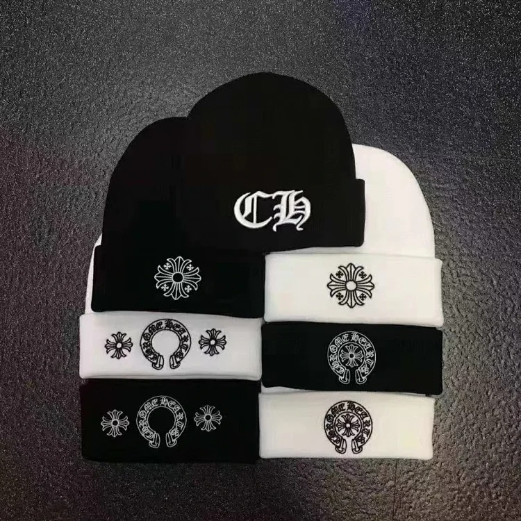 Knitted hats Sanskrit printed woolen hats for men and women embroidered hats