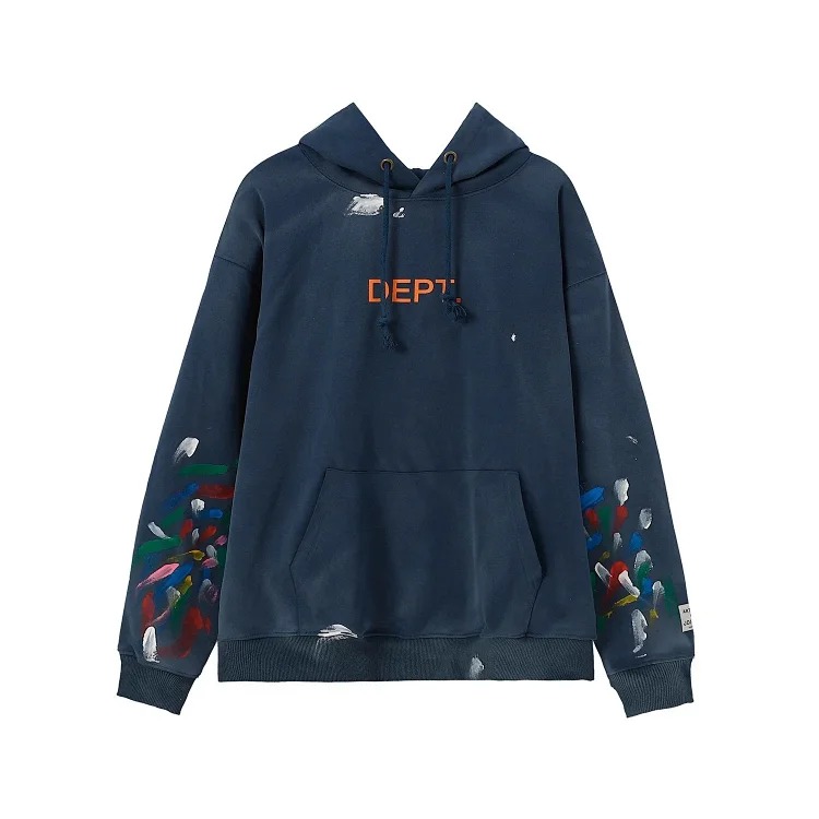 Distressed brain print casual loose hooded sweatshirt for men and women