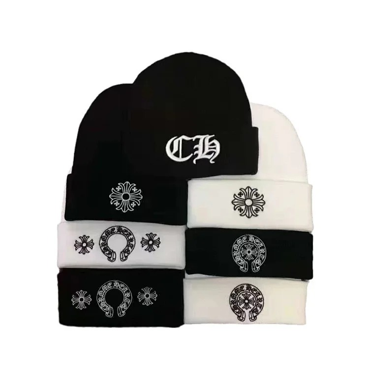 Knitted hats Sanskrit printed woolen hats for men and women embroidered hats