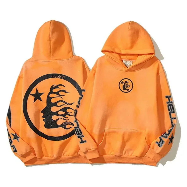 Fear of God Hello Series Fog High Street Washed and Distressed Heavy Worker Head Print Casual Sweatshirt Couple Wear Hoodie