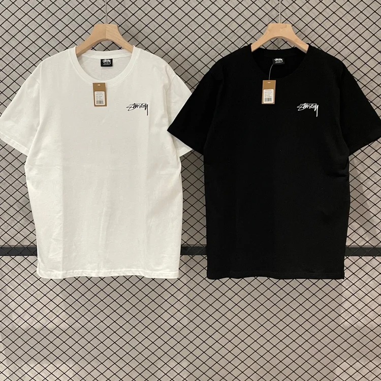 STUSSY✒️Modernist Cursive Font Graffiti Pattern Round Neck Printed Short-sleeved STUSSY Originated From the T-Shirt