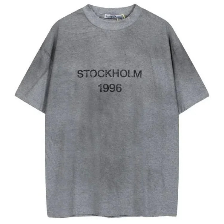 AC washed distressed printed 1996 short-sleeved sweatshirt hoodie