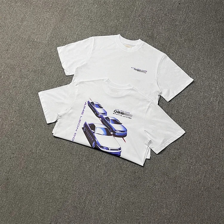 Abstract color block print summer loose casual short-sleeved T-shirt for men and women