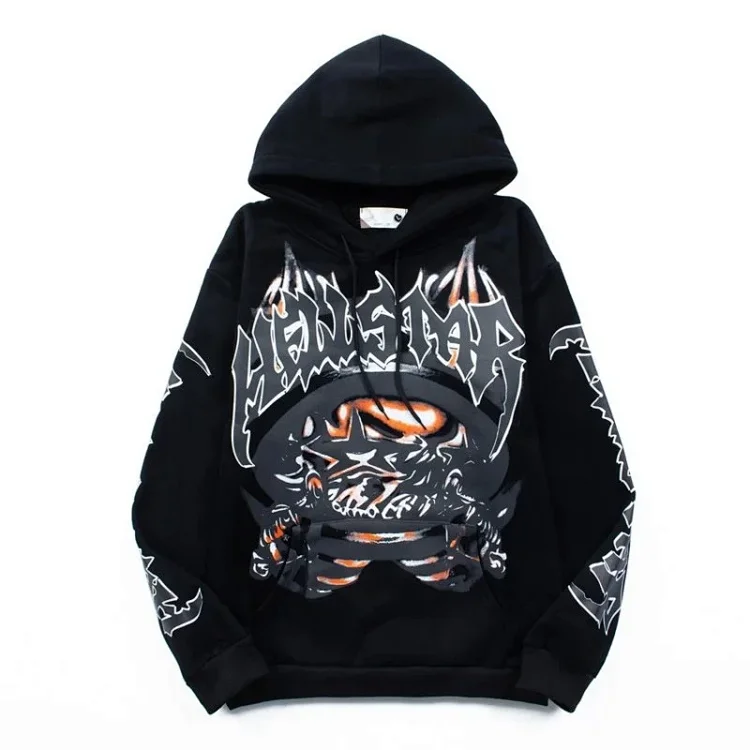 Fear of God Hello Series Fog High Street Washed and Distressed Heavy Worker Head Print Casual Sweatshirt Couple Wear Hoodie