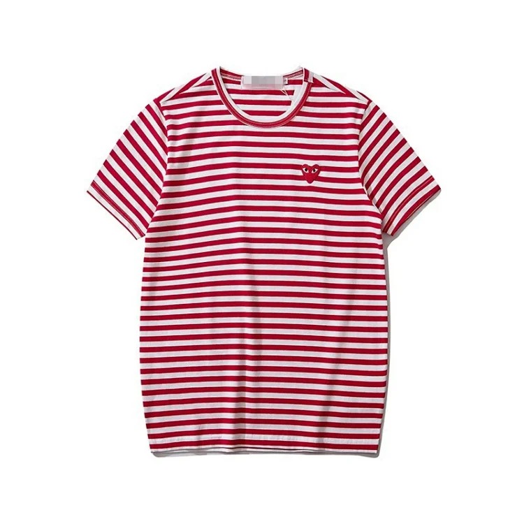 plaLove embroidered short-sleeved pure cotton red heart eyes couple T-shirt