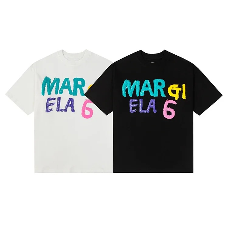 MM6 digital pattern round neck men's and women's trendy short-sleeved T-shirt series
