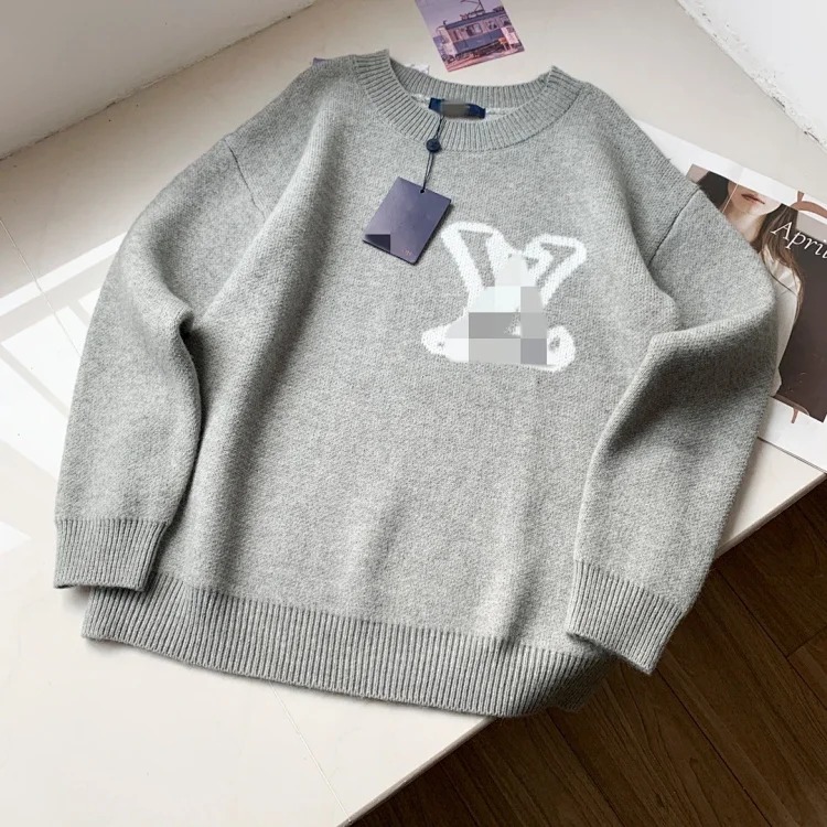 Round neck loose Sweater pullover jacquard letters same style for men and women