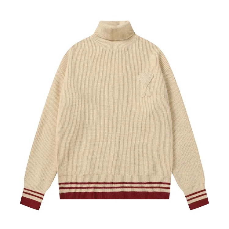 Love embroidered knitted sweater casual loose and versatile couple style
