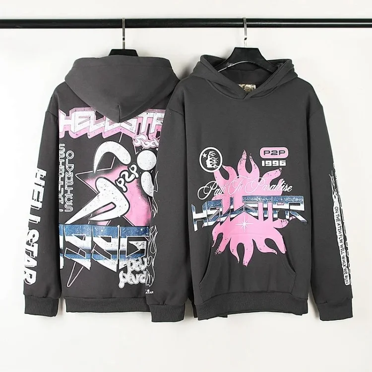 Fear of God Hello Series Fog High Street Washed and Distressed Heavy Worker Head Print Casual Sweatshirt Couple Wear Hoodie