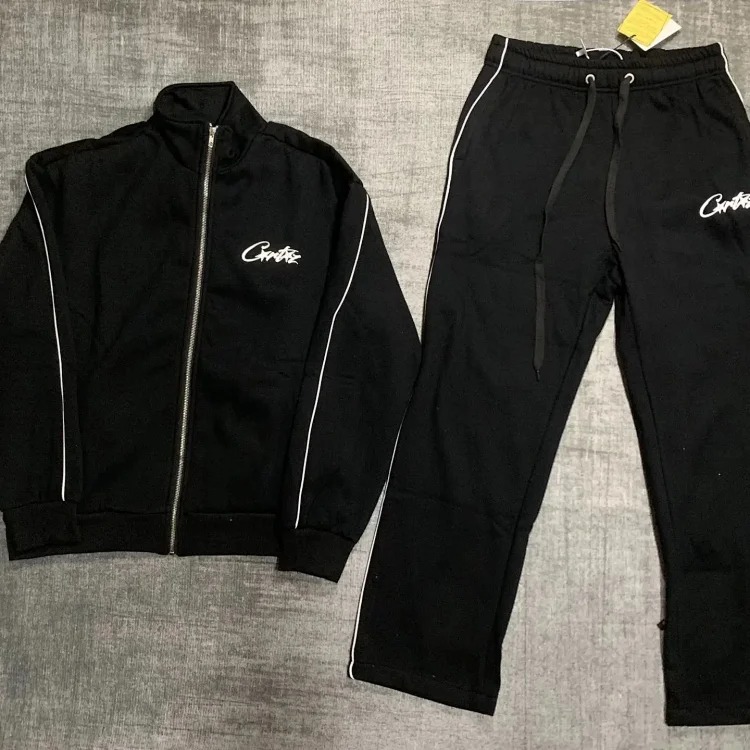 2024 New Corteiz Basic Printed Stand Collar Sports Casual Velvet Zipper Jacket Niche Trendy Brand Suit