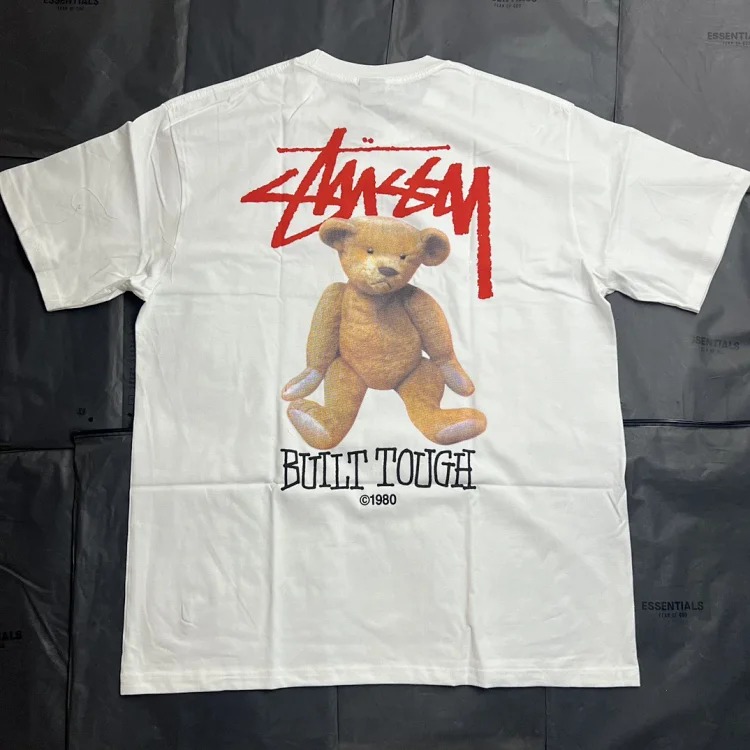 Made By Stussy Bear Patterned Round Neck Printed Short Sleeve Stussy Originated From T-Shirt