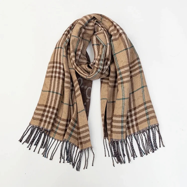 Letter CC jacquard new autumn and winter plaid double-sided warm imitation cashmere
