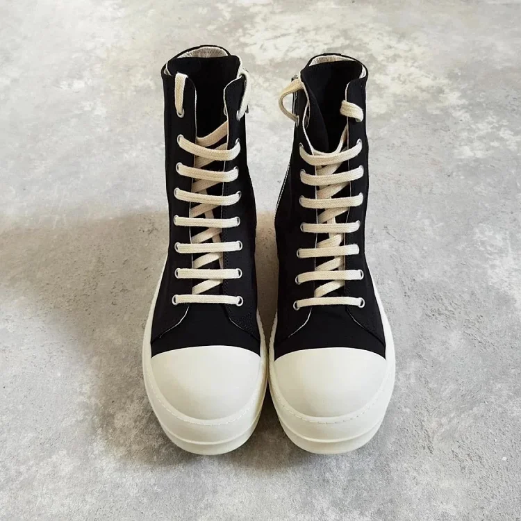 RICK OWENS RO multi-line drkshdw multi-line horizontal stripe satin high-top large Converse