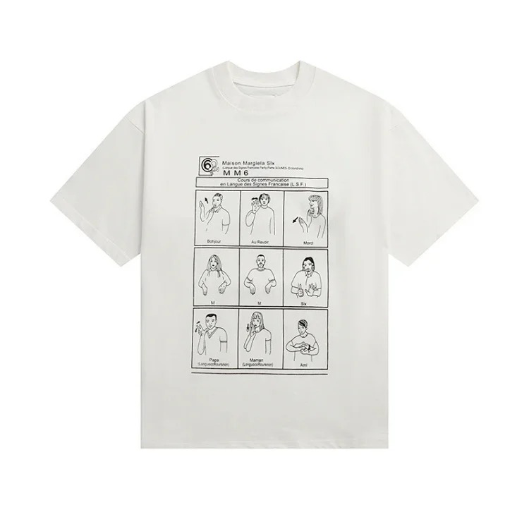 Majia letter embroidery printed short-sleeved T-shirt high street trendy brand for men and women