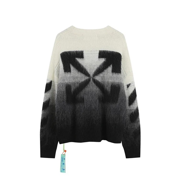 Trendy brand gradient arrow mohair sweater wool couple outfit