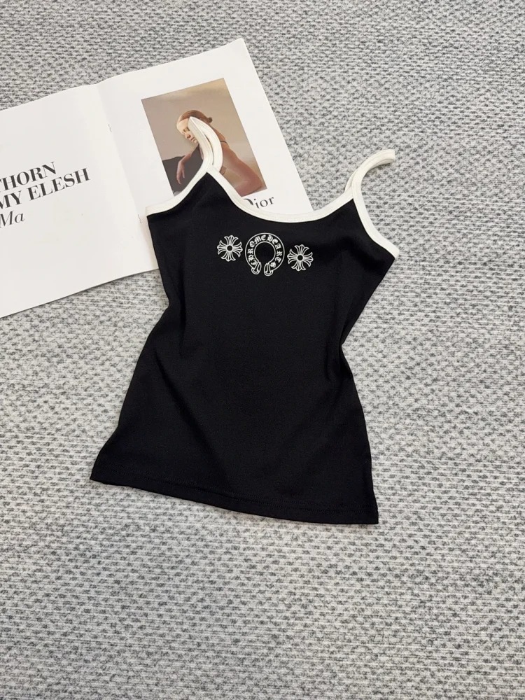 Vest Slim Summer Slim Version Pure Desire Sling Print Contrast Color Correct