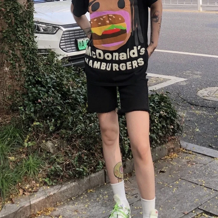 Travis Scott Cactus jack X CPFMgCJ joint model foam hamburger mouth pattern short-sleeved T