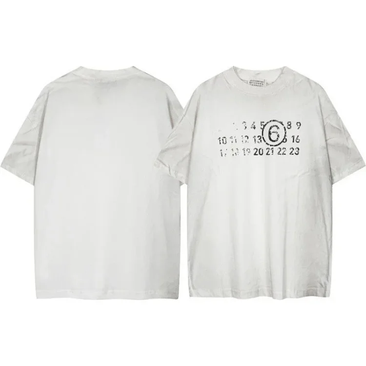 Summer loose letters MM6 embroidered label printing same style for men and women couples