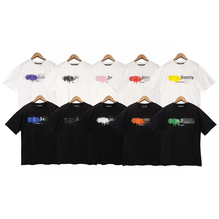 PA palm letter print round neck short-sleeved loose T-shirt