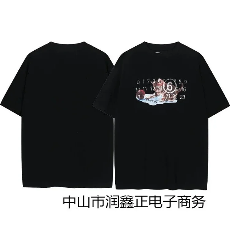 Summer loose letters MM6 embroidered label printing same style for men and women couples