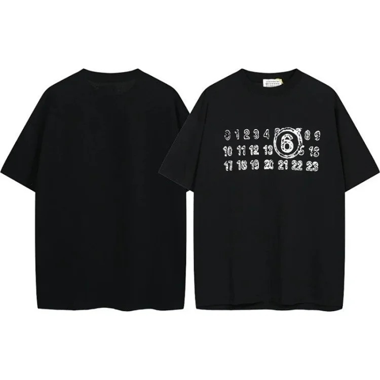 Summer loose letters MM6 embroidered label printing same style for men and women couples