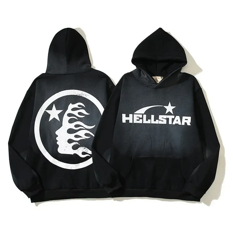 Fear of God Hello Series Fog High Street Washed and Distressed Heavy Worker Head Print Casual Sweatshirt Couple Wear Hoodie